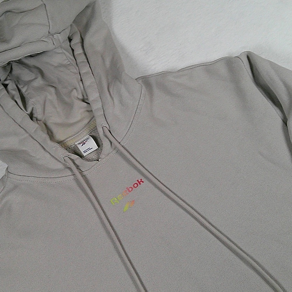 Reebok Classic Mens Gradient Logo Hoodie Grey French Terry Sweatshirt‎ Large